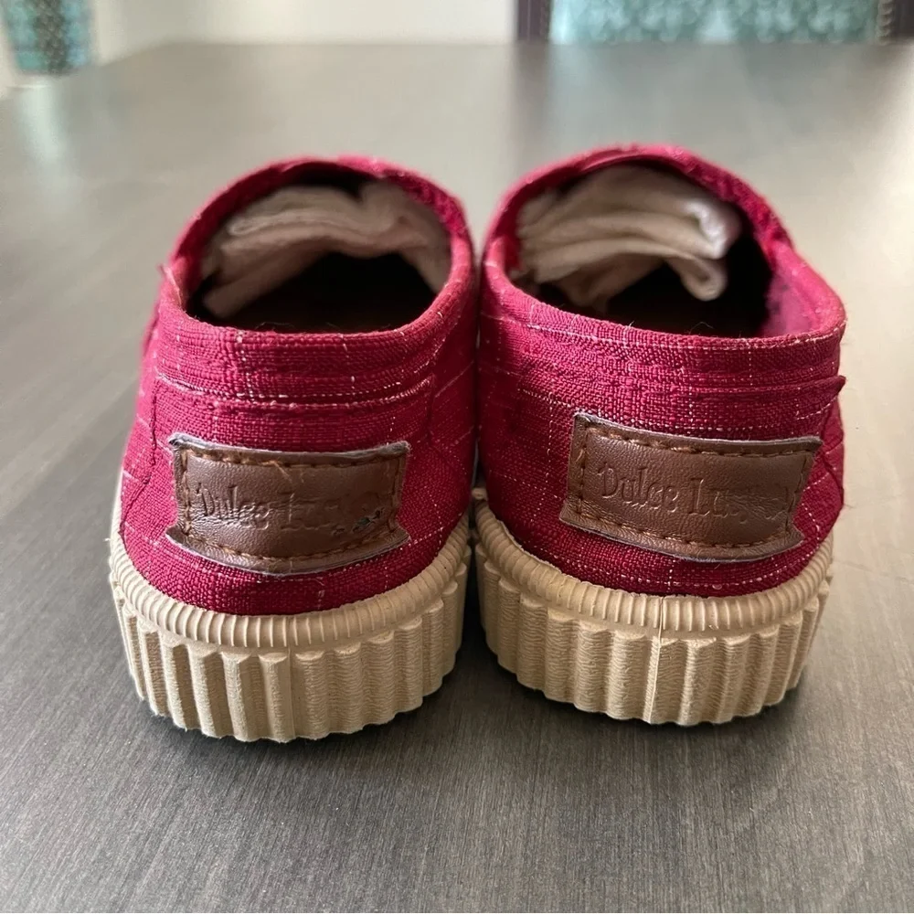 Dulce Lucy girls plaid red canvas slip on espadrilles shoes size 33 or 2
